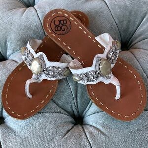 BCBGeneration White and Brown Embellished Sandals